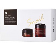 Mizon veido priežiūros priemonių rinkinys Snail Care rinkinį sudaro: Daugiafunkcis paakių kremas su sraigių sekreto ekstraktu 25ml ir daugiafunkcis veido kremas su sraigių ekstraktu 75ml